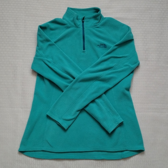 The North Face women's pullover fleece 3/4 zip blue/green size Medium polyester - Picture 3 of 11